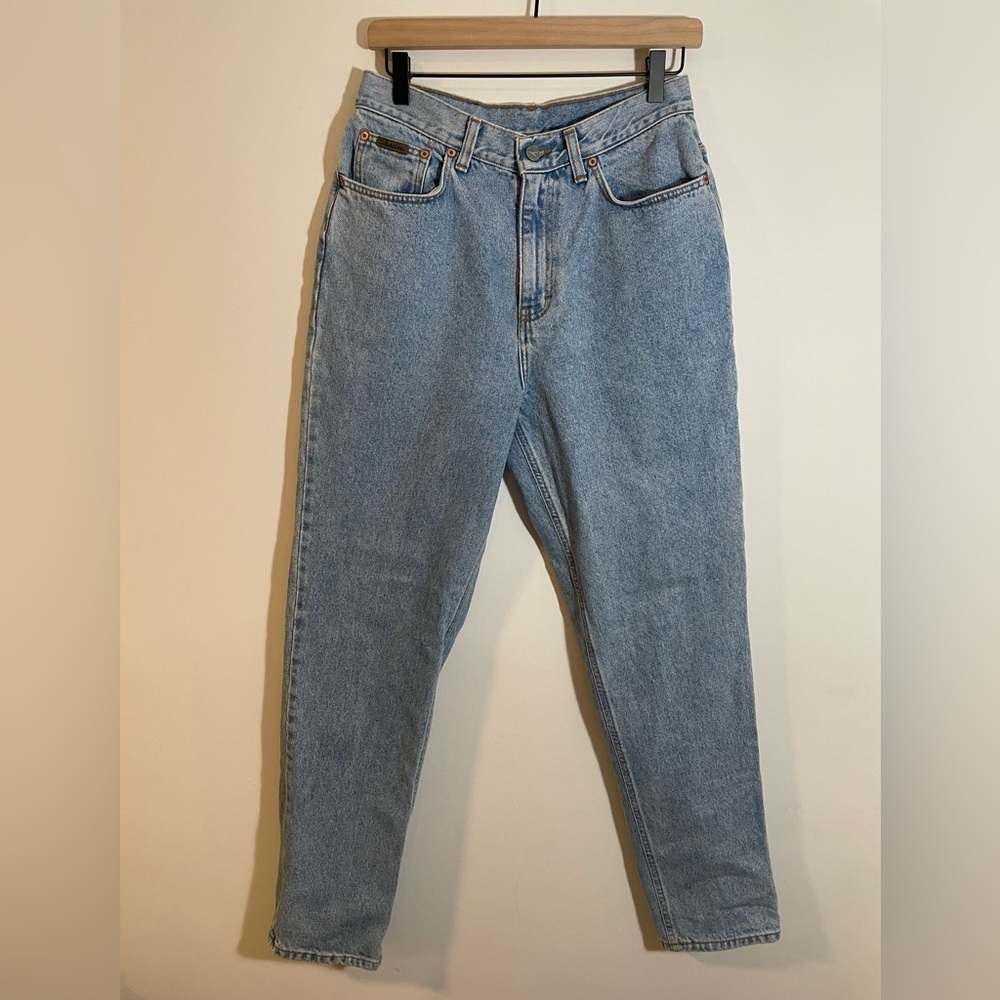 Calvin Klein Vintage 90s Straight Leg Jeans Light Wash High Rise Made USA Sz 12